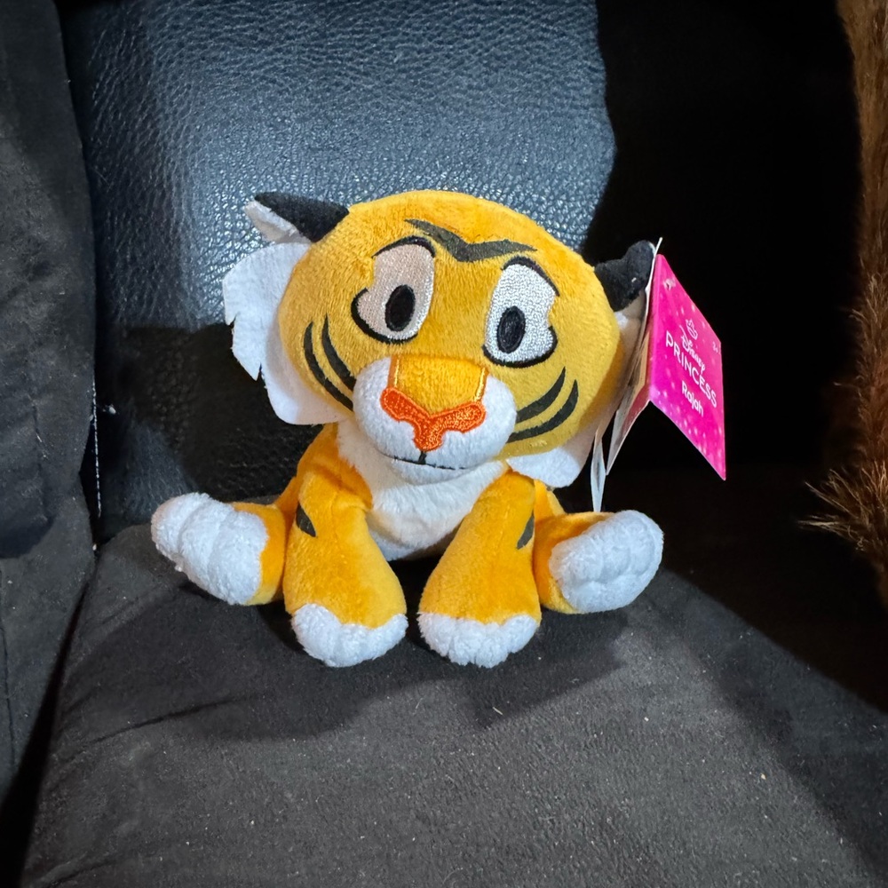 Orange and White Stuffed Tiger Toy with Expressive Eyes